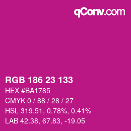 Color code: RGB 186 23 133 | qconv.com