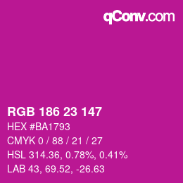 Color code: RGB 186 23 147 | qconv.com