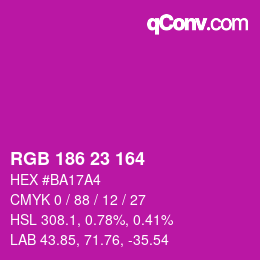 Color code: RGB 186 23 164 | qconv.com