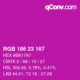 Color code: RGB 186 23 167 | qconv.com