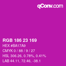 Color code: RGB 186 23 169 | qconv.com