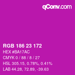 Color code: RGB 186 23 172 | qconv.com