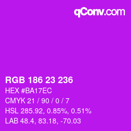 Color code: RGB 186 23 236 | qconv.com