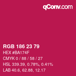 Color code: RGB 186 23 79 | qconv.com