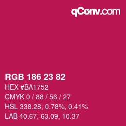 Color code: RGB 186 23 82 | qconv.com