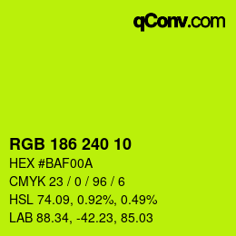 Color code: RGB 186 240 10 | qconv.com