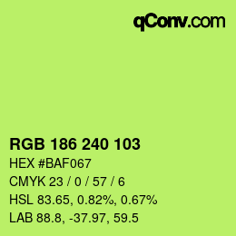 Color code: RGB 186 240 103 | qconv.com