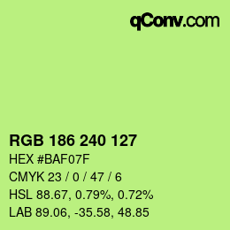 Color code: RGB 186 240 127 | qconv.com