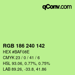Color code: RGB 186 240 142 | qconv.com