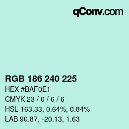 Color code: RGB 186 240 225 | qconv.com