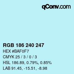 Color code: RGB 186 240 247 | qconv.com