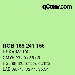 カラーコード: RGB 186 241 156 | qconv.com
