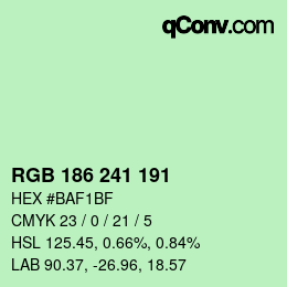 Color code: RGB 186 241 191 | qconv.com