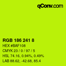 Color code: RGB 186 241 8 | qconv.com