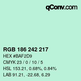 Color code: RGB 186 242 217 | qconv.com