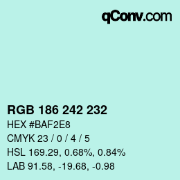 Color code: RGB 186 242 232 | qconv.com