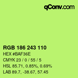 Color code: RGB 186 243 110 | qconv.com