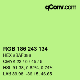 Color code: RGB 186 243 134 | qconv.com