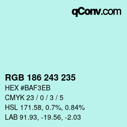 Color code: RGB 186 243 235 | qconv.com