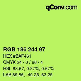 Color code: RGB 186 244 97 | qconv.com