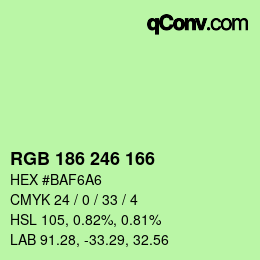Color code: RGB 186 246 166 | qconv.com