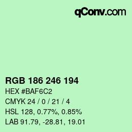 Color code: RGB 186 246 194 | qconv.com