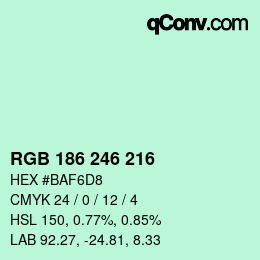 Color code: RGB 186 246 216 | qconv.com