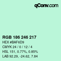 Color code: RGB 186 246 217 | qconv.com