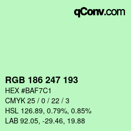 Color code: RGB 186 247 193 | qconv.com