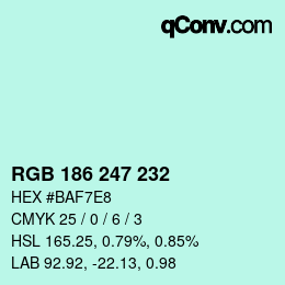 Color code: RGB 186 247 232 | qconv.com