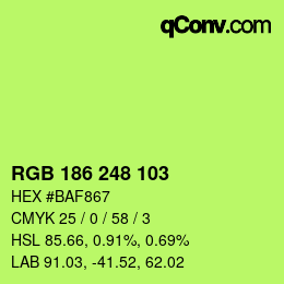 Color code: RGB 186 248 103 | qconv.com