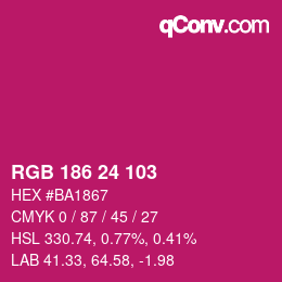 カラーコード: RGB 186 24 103 | qconv.com