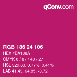 カラーコード: RGB 186 24 106 | qconv.com