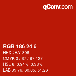 Color code: RGB 186 24 6 | qconv.com