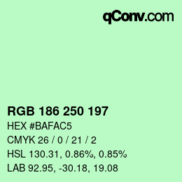 Color code: RGB 186 250 197 | qconv.com