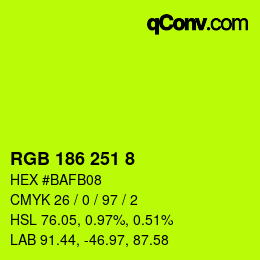 Color code: RGB 186 251 8 | qconv.com