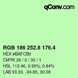 カラーコード: RGB 186 252.8 176.4 | qconv.com
