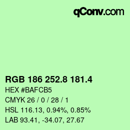カラーコード: RGB 186 252.8 181.4 | qconv.com