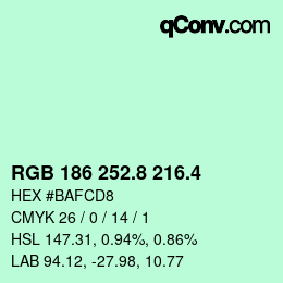 カラーコード: RGB 186 252.8 216.4 | qconv.com