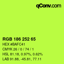 カラーコード: RGB 186 252 65 | qconv.com