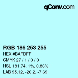 カラーコード: RGB 186 253 255 | qconv.com