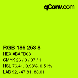 Color code: RGB 186 253 8 | qconv.com