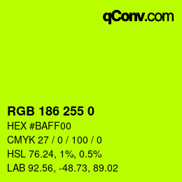 Color code: RGB 186 255 0 | qconv.com