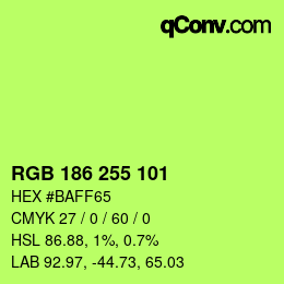 カラーコード: RGB 186 255 101 | qconv.com