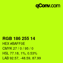 Color code: RGB 186 255 14 | qconv.com
