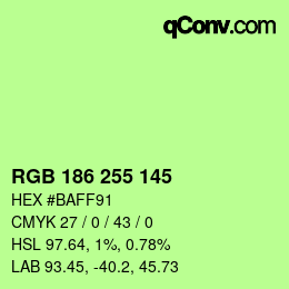 Color code: RGB 186 255 145 | qconv.com