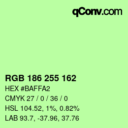 Color code: RGB 186 255 162 | qconv.com
