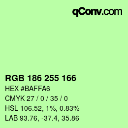 Color code: RGB 186 255 166 | qconv.com