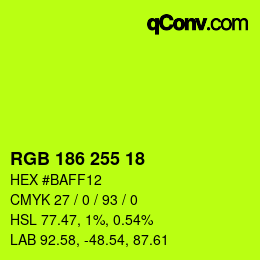 Color code: RGB 186 255 18 | qconv.com
