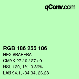 Color code: RGB 186 255 186 | qconv.com